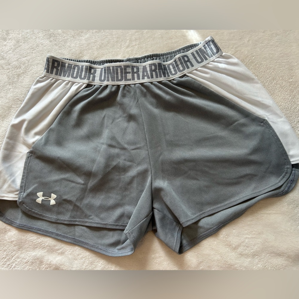 Under Armour Women's Gray and White Athletic Shorts